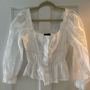 J. Crew White Cinched Blouse